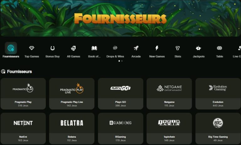 CashWin Casino fournisseurs